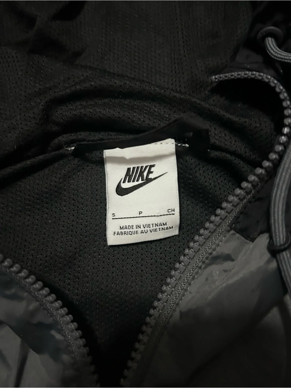 Nike Black and Gray Hooded Windbreaker with Team Patch